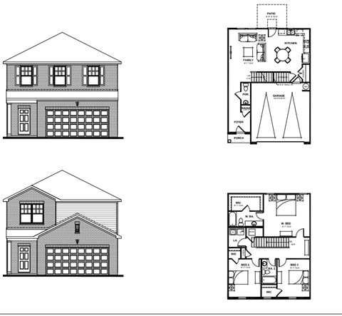 different floor plans of a house with different bedrooms and a garage
